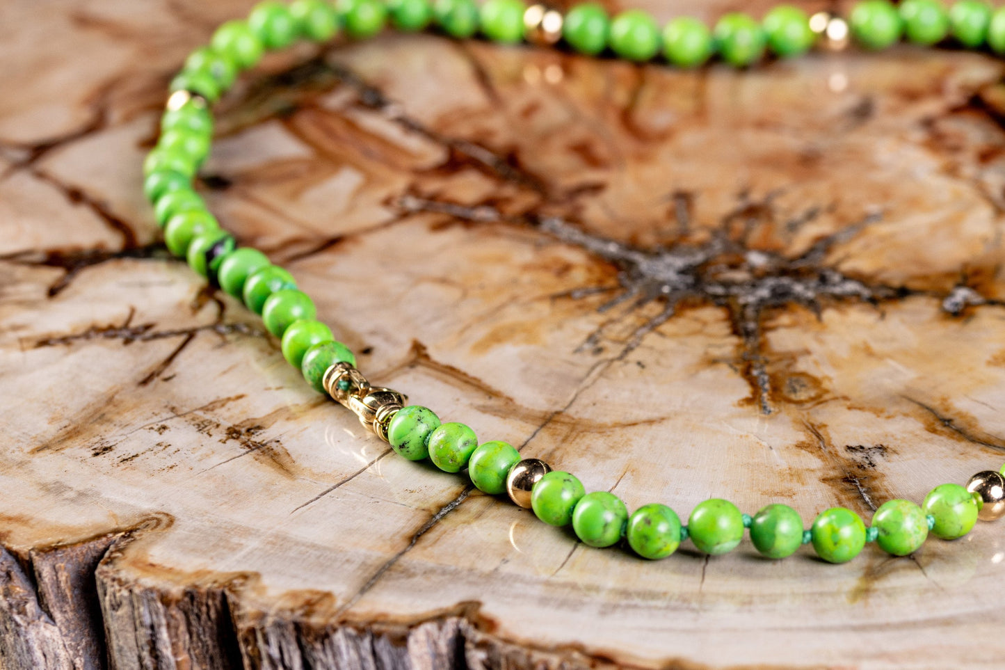 Turquoise Green Yellow Gold Necklace - alternate view 2