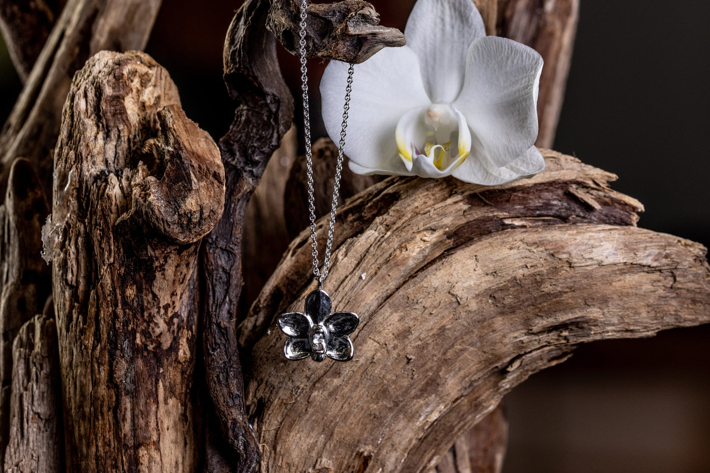 Silver Orchid Macrame Bracelet