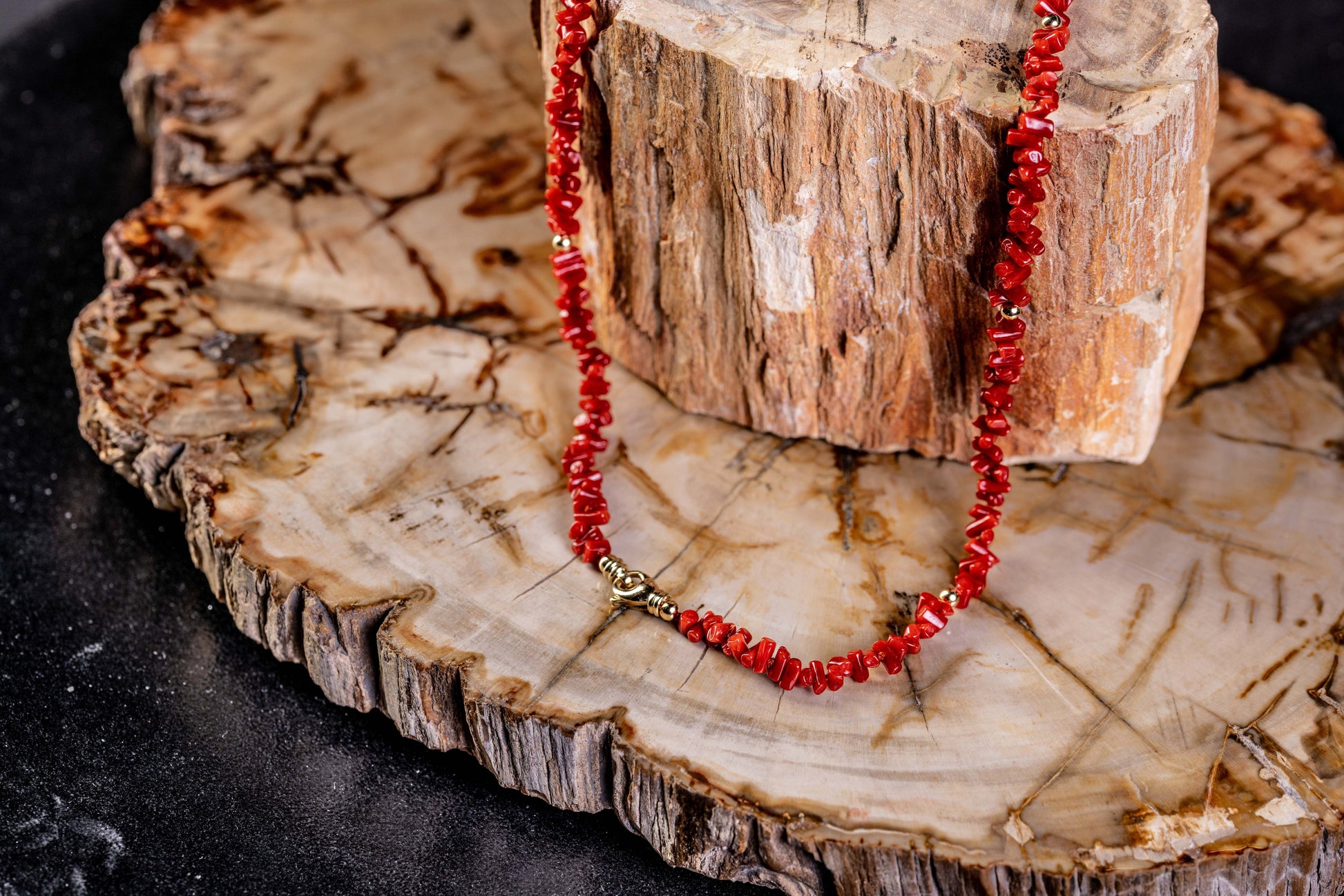 Coral Yellow Gold Necklace