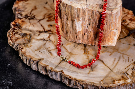 Coral Yellow Gold Necklace