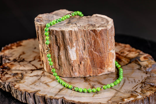 Turquoise Green Yellow Gold Necklace