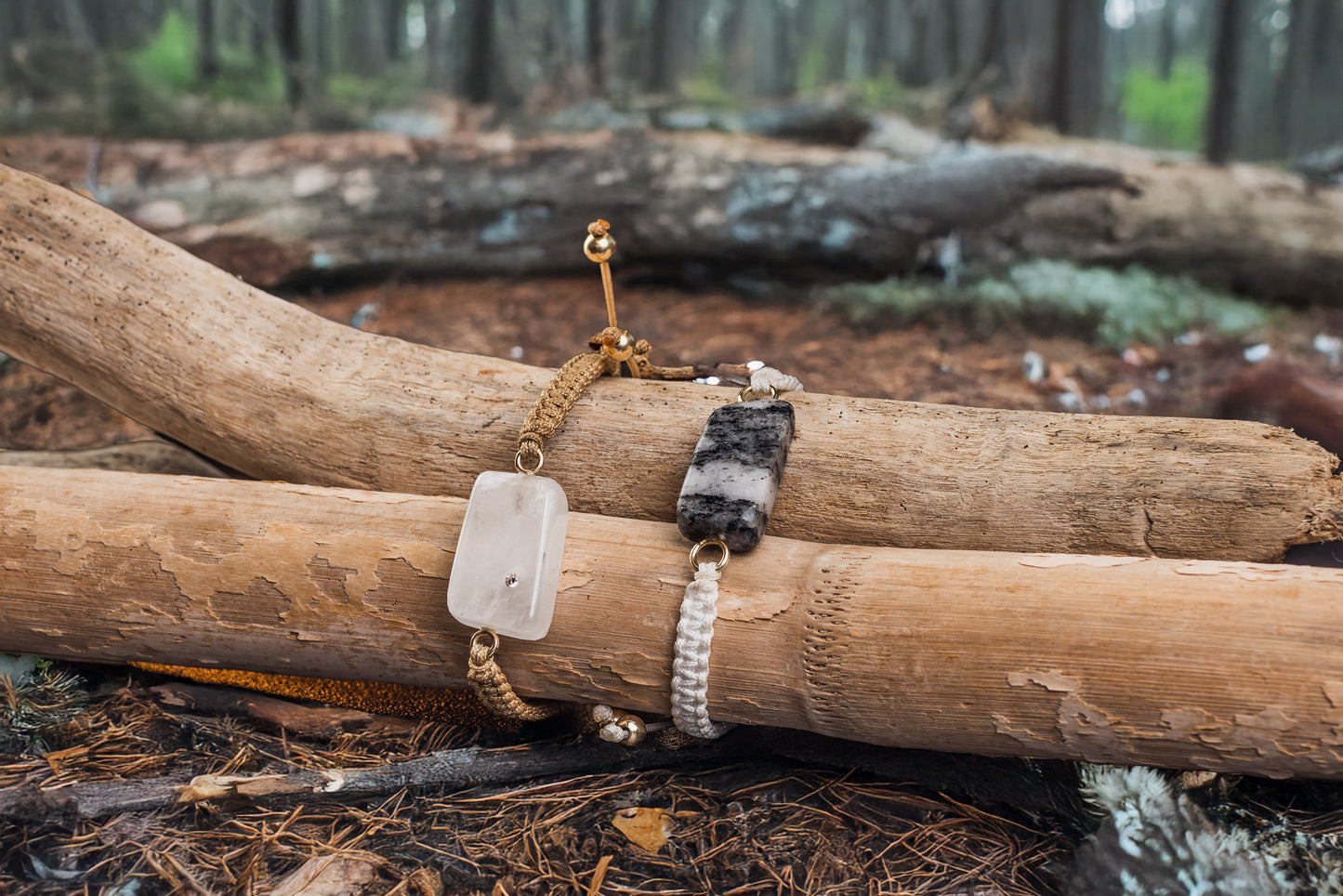Peccia Marmor Gneis Makramee Armband