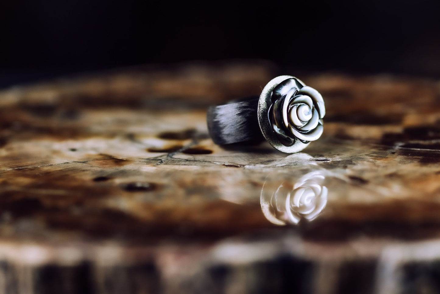 carbon, silver, mother of pearl