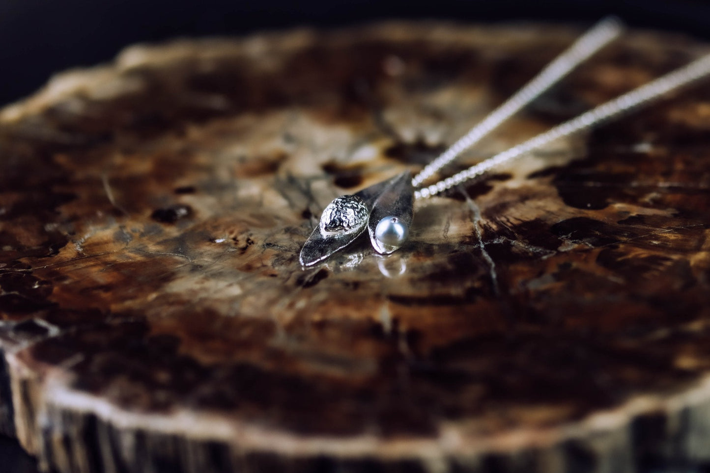 pendant, silver, pearl, diamond
