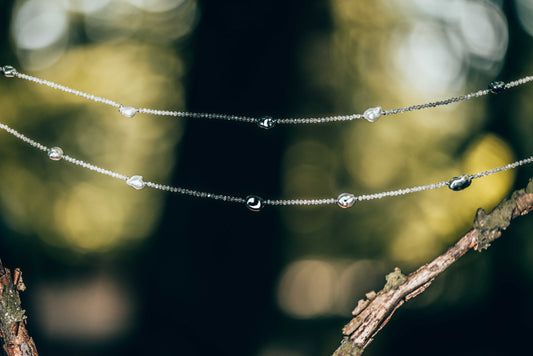 necklace, keshi tahitian pearls, labradorite, silver