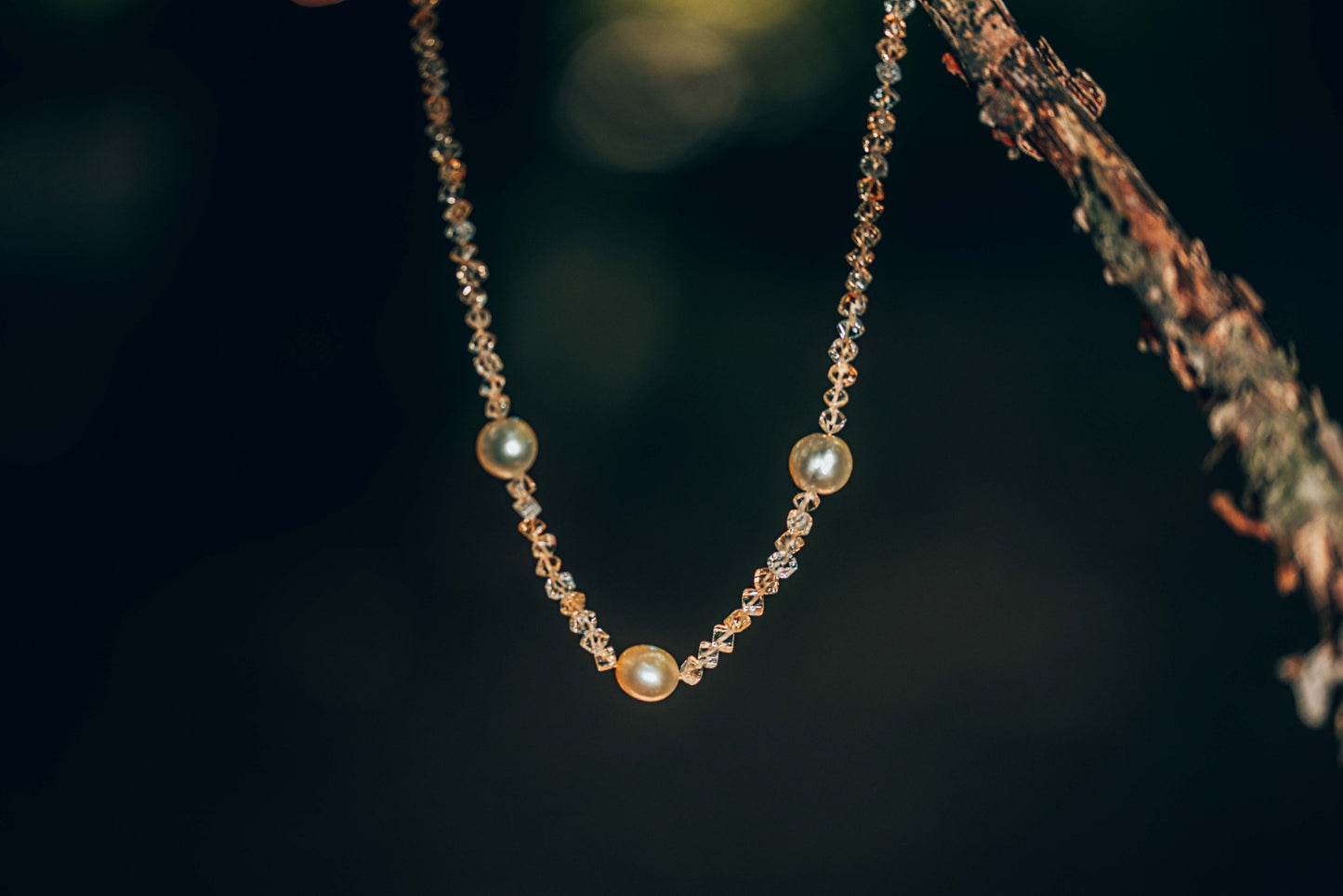 necklace, saltwater pearls, citrine, yellow gold
