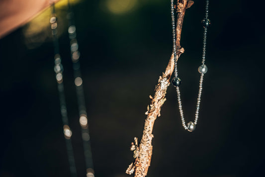 necklace, tahitian pearls, labradorite, silver