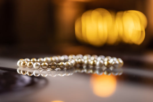 necklace, golden south sea pearls, yellow gold