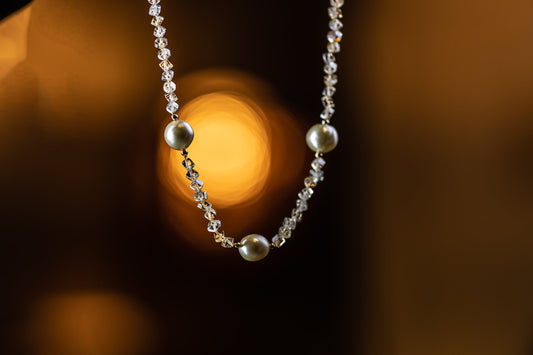 necklace, citrine, saltwater pearls, yellow gold