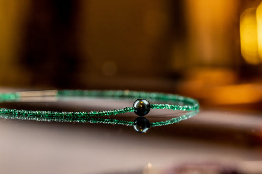 necklace, emerald, tahitian pearl, yellow gold