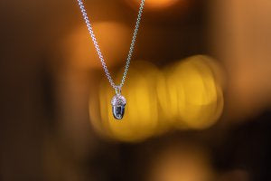 pendant, acorn, silver