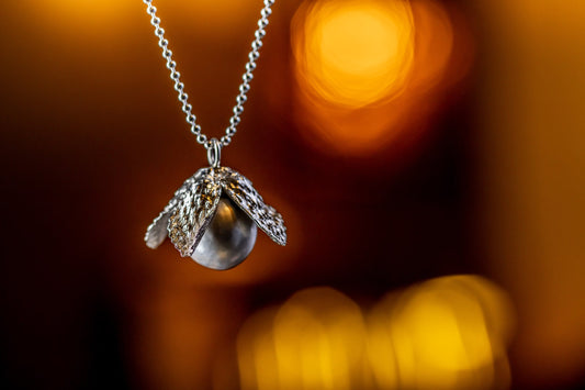 pendant, beechnut, silver, Tahitian pearl